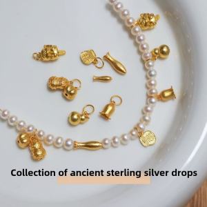 Handmade Pure Silver S925 Pendant Good Things Happen Peony Peanuts DIY Jewelry Accessories Ancient Method Drop Earrings