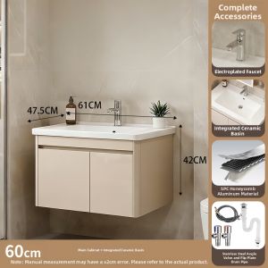 TEM | Integral Sink Ceramic Bathroom Cabinet Cream Style