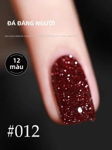 Bộ Sơn Móng Tay Dạng Gel Kim Cương Nghiền Mùa Thu 15ML - Màu Trắng Thanh Lịch Độ Bóng Cao Nhũ Sao 1-12PCS