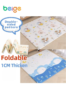 Beige Foldable XPE Baby Play Mat for Baby Thickened Waterproof Crawling Baby Mat Double-Sided Non-Slip Odorless Crawling Mat