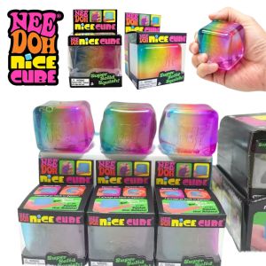 Schylling | High Quality NeeDoh Rainbow Color Cube Squishy Sensory Fidget Toy Fingertip Release Stress Relief Surprise Blind Box Decor Gift