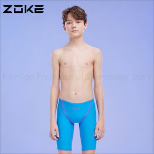Zoke Boys Swim Jammer Professional Quick Dry Bathing Suit Trunks Teenager Diving Knee-length Swimsuit Boxer Beach Swim Shorts