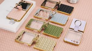 เคส Flip7 / Flip6 / Flip5 Case Woven Leather PU + Ring เคสหนัง PU หนัง ลายถัก +แหวน จอมีกระจก (พร้อมส่ง)