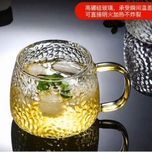 Blumey ถ้วยแก้วน้ำชา แก้วกาแฟ แก้วน้ำ แก้วชงชา มีหูจับ  ทนต่ออุณหภูมิสูง glass cup