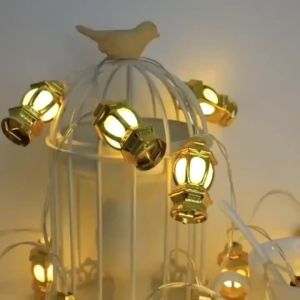 1pc 1.5M/3M Golden Retro Palace Lamp String Battery Powered Used for Ramadan Wedding Parties Indoor Outdoor Holiday Home Decor
