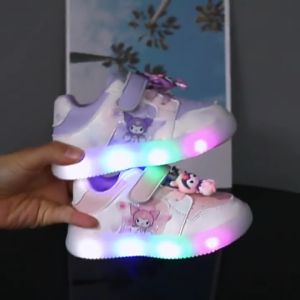 🔥พร้อมส่งจากไทย🔥รองเท้าผ้าใบคุโรมิ เจ้าหญิง รองเท้าเด็กมีไฟ 1-5 ขวบ