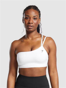 Womens Sports Bra Single Strap Yoga Dance Fitness Underwear Shark Shape Shockproof Elastic Cotton Polyester Blend