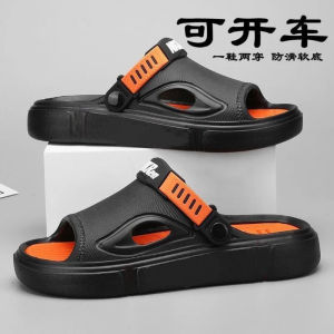 Mens Sandals Anti-Slip Super Lightweight Thick Sensation Slippers Driving Two-Way Wear Couple Beach Shoes Casual Flat Heel
