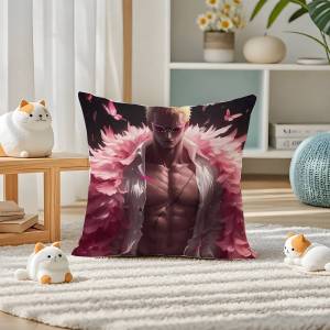 Bandai | One Piece Roronoa Zoro Anime Plush Pillow Cover Soft Short Plush Cushion Cover For Sofa Bedroom Home Decor Gift Decoration