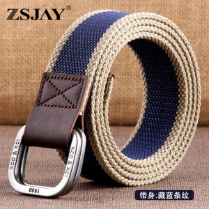 Tactical Bird S4 (Red White and Blue) Double Ring Buckle Canvas Belt Fabric Belt Mens Fashionable Young Man Casual Easiest for Match Ins