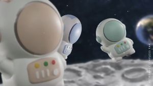 Cartoon Handheld Astronaut Mini Fan USB Charging No Leaf Fan Desktop Student Sunset Light Free Keychain And USB Charging Cable