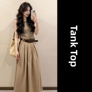 Ge·an·fei | French Vintage Sleeveless Dress Summer Long