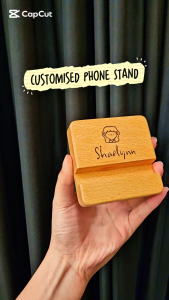 【Mach Photo】Customised Wooden Phone Stand Free Engraving Birthday Valentines Icon Logo Event Farewell Corporate Gift
