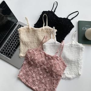 Pure Desire Style Lace Crop Top Tank Vest Slimming Base Layer Camisole Short Length Sleeveless Womens Fashion Summer 2025