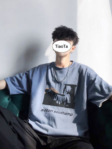 Loose Fit Mens Short Sleeve T-Shirt Hip Hop Style Versatile Casual Cotton Shirt Streetwear Trendy Design Comfortable Summer Top