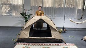 Tent Outdoor Waterproof Camping Two Doors Double Layer Tent for Camping Waterproof Camping Tent Sunscreen Waterproof Outdoor heavy duty Tents Double Layer Automatic Dome Camper Tent Portable Foldable Family Tent