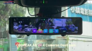 OBDPEAK A8 4CH 11.26 Rearview Mirror Dash Cam 4K FrontRear and Side(Left Right) FHD 3*1080P Blind Spot Assist ADAS WIFI
