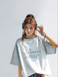 CHANT2nd | Star Printed Raglan Sleeve Retro Street Loose Slimming T-Shirt