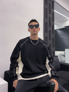 เสื้อฮู้ดคอกลมแขนยาวหลวมๆ สไตล์เกาหลีสำหรับผู้ชาย ทรงหลวมๆ ฤดูใบไม้ผลิ ฤดูใบไม้ร่วง ฤดูหนาว แฟชั่นสตรีท ลำลอง เสื้อผ้าผู้ใหญ่