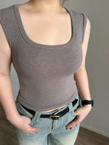 พรางหุ่น สั้น แขนกุด ผู้หญิง เสื้อท่อนบน ฤดูร้อน 2024 ชั้นฐาน หลากหลาย เสื้อกล้าม ผ้าสบาย จับคู่สีบริสุทธิ์ได้ง่าย