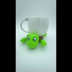 ที่รองแก้วเต่าแสนสนุก - ของเล่นคลายเครียดที่มีดีไซน์เต่าการ์ตูน ทนความร้อน ตกแต่งโต๊ะที่มีการแสดงออกมากมาย รูปปั้นเต่าพลาสติกสีเขียว RUIJA