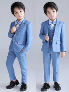 Boys Suit Set Piano Performance Host Outfit Autumn Spring British Style Floral Childrens Wardrobe Cotton Polyester Blend