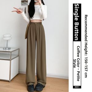 XIANYIJIAO | Elegant Flowy Wide Leg Trousers for Petite Women