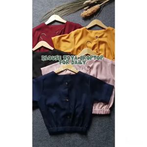 Key - 0643 ZOYA Crop Top Size XL LD 102 PJ 51 / Atasan Wanita Blouse Kancing Moscrepe Halus Size XL