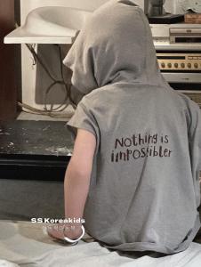 Boys Summer Fashionable Sleeveless Hoodie Vest T-Shirt Childrens Clothing Sporty Style Pure Color Casual Wear for Ages 3-16