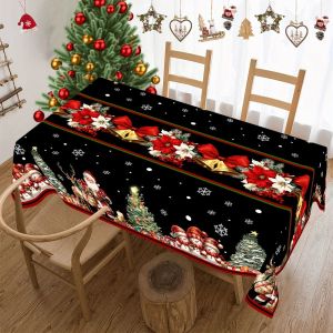 Giáng Sinh Đen Ông Già Noel Khăn Trải Bàn Giáng Sinh Vui Vẻ Phong Cách Hiện Đại Trang Trí Nhà Cửa Kỳ Nghỉ Mùa Đông Bàn Ăn Bao Polyester