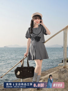 Sakura Family Jk Uniform Short Sleeve Summer Outfit Set Elegant College Style Sailor Suit for Women Polyester Material