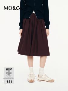 MO&Co. | Silk-Containing Taffeta A-Line Skirt with Side Zipper