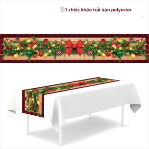 VIKAMA Giáng Sinh Bàn Chạy Viền Vải Lanh Cờ Trang Trí Không Khí Năm Mới Nhà Khách Sạn Quán Ăn Nhà Trọ Dã Ngoại Ngoài Trời Quà Tặng