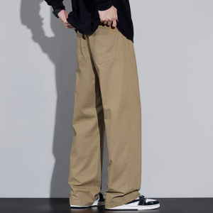 100% Cotton Mens Baggy Wide-leg Pants Soft Breathable Loose Straight Casual Trousers Spring Autumn Fashion Korean Streetwear