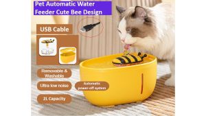 【READY-STOCK】Pet Automatic Water Feeder 2L Capacity USB Cable Cute Bee Design Cat Water Fountain 猫咪饮水机 蜜蜂饮水机 2L容量 USB电线