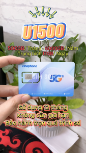 Siêu Sim 5G Vinaphone U1500 500GB/Tháng Tốc Độ Cao – Chuyên Phát WiFi – Trọn Gói 12 Tháng Không Nạp Tiền . FREESHIP – CHƯA KÍCH HOẠT