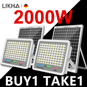 LIKHA Solar Light Outdoor Waterproof Flood Light Heavy Duty Indoor Outdoor LED Solar Street Light Automatic Night Light with Remote Control