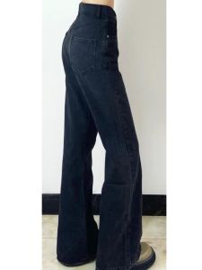 กางเกงยีนส์ทรงขากระบอกเล็กสีดำเอวสูง กางเกงขายาวทรงตรง ทรงหลวม สำหรับผู้หญิง ฤดูใบไม้ร่วง ไซส์ใหญ่ ทรงหลวม ทรงหลวม