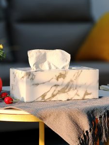 Luxurious Decorative Tissue Box Holder Simple Design Living Room Creative Cute Napkin Storage Box Rectangular Leather Surface