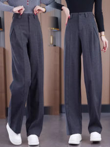 High Waist Fleece Lined Thickened Womens Wide Leg Pants Korean Style Casual Trousers Autumn Winter New Arrival