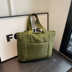 Fashionable Pure Color Cotton Armpack for Women Large Capacity Shoulder Satchel Casual Commuter Feather Bag