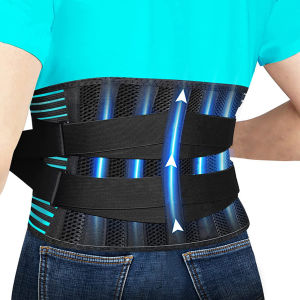 Double Pull Lumbar Lumbar Belt with 6 Steel Bar Modeling Belt Lumbar Girdle Breathable Waist Support Belt Men Women Spine Decompression Waist Trainer Brace Back Pain Relief