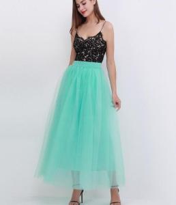 กระโปรงทรงเอพับครึ่งตัว ผ้าตาข่าย กระโปรงยาวปานกลาง ทรงเอ กระโปรงทรงเอ ทรงหลวม ความยาวปานกลาง สไตล์สตรีท