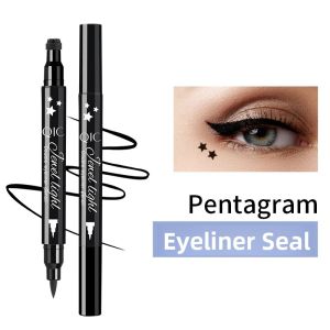 Bộ Bút Kẻ Mắt Nước Hai Đầu 1 Chiếc Với Mực Đen - Bao Gồm Khuôn Dập Hình Trái Tim Mặt Trăng Sao Lâu Trôi Khô Nhanh Chống Thấm Nước