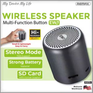 100% ORIGINAL EWA A107s TWS Mini Wireless Speaker HiFi Sound Deep Bass Quality Metal Material Design Built in Volume Control Small Size SD Crad