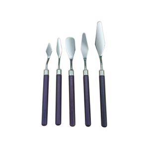 5Pcs Wooden Handle Palette Knives Stainless Steel Multicolor Painting Tools for Oil Acrylic Mixing Professional Art Supplies
