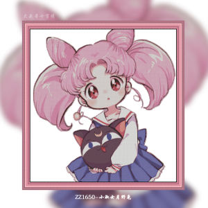 Modern Handmade Cross Stitch Kit Moon Rabbit Design Simple Fresh Print Living Room Cotton Fabric Cartoon Anime White Color