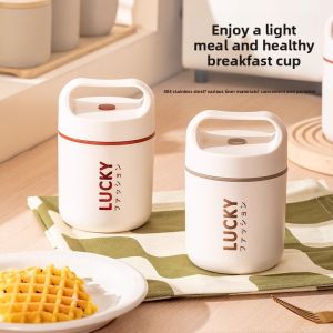 Portable Stainless Steel Insulated Mug Large Capacity Soup Pot Porridge Cup with Lid Breakfast Cup Insulated Rice Box for Women