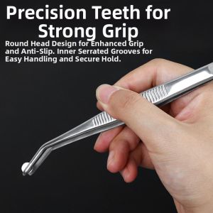 MEISITEKEKE | Stainless Steel Thickened Long Bent Tweezers Multi-purpose Tool