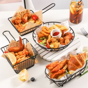 American Fries Basket French Fries Holder Sizzling Basket Food Tray Burger Plate Tableware Fries Tray French Fries Holder Fries Plate Kitchen Restaurant Party Supplies